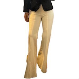 Common Sense Cream Flare High Rise pullover Style Leg Tie Details Pants.Size L